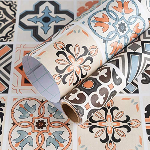 TOTIO Bohemien Tapete Verdicken Mattierte Oberfläche 40CMx9M Abziehen und Aufkleben Möbelaufkleber Vinylfolie Kleben Tapete Wasserfestes Selbstklebendes Kontaktpapier DIY Dekorative 3D-Wandaufkleber