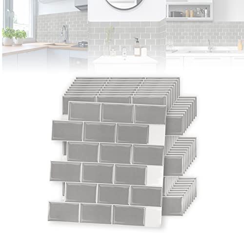 ACXIN 10 Stück Fliesenaufkleber für Küche Bad - PVC 3D Klebefliesen Startseite Dekore, Schälen und Kleben, 30 x 30cm (Schwarz-Weiß Rahmenfliese)