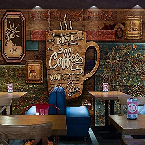 XLMING 3D Planche De Bois Restaurant Bar Fond Papier Papier Peint Rétro Vintage Maison Papier Peint 3D Chambre À Coucher Salle De Séjour Mural Murale-150Cm×105Cm