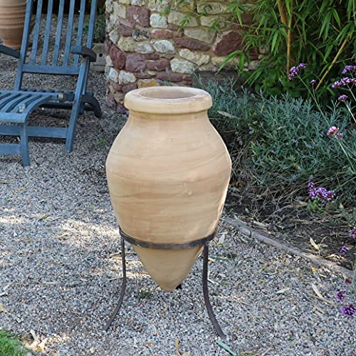 Palatina Werkstatt Exklusive Terracotta Amphore mit Ständer Vitex2 60cm – 100% handgefertigtes Unikat – Verleihen Sie Ihrem Garten- & Innenbereich unwiderstehlichen Charme