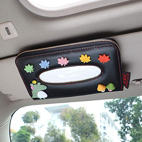 Taschentuchhalter Papierhalter Auto for Aufhängen, Sonnenblende, Serviettenhalter, Organizer, Leder, Auto-Rücksitz, Kosmetiktuch-Etui/Grau Papierhandtuch-Aufbewahrung (Color : Black a)