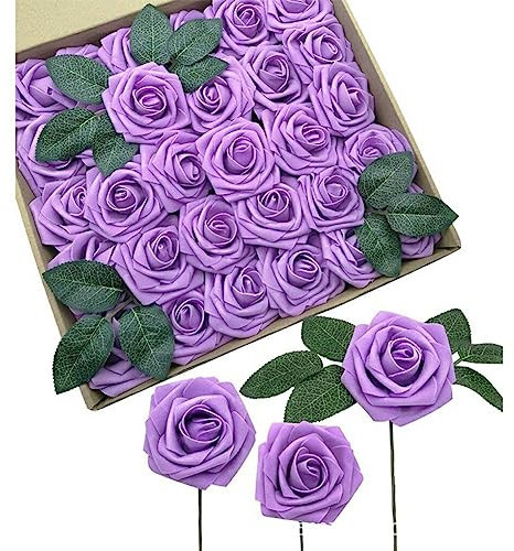 WNDUOKXH Décoration de Fleurs artificielles à Faible Entretien - Bouquet de Fleurs artificielles en PE Large et élégant Roses Longue durée de Vie, Violet