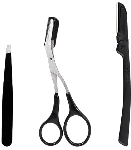 Tadipri Augenbrauenform-Schere Und Pinzette, Augenbrauenschere Mit Kamm, Präzisions-Augenbrauentrimmer, Schere, Haarpflege, Formung, Scherengriff, Pinzette, Augenbrauenschaber
