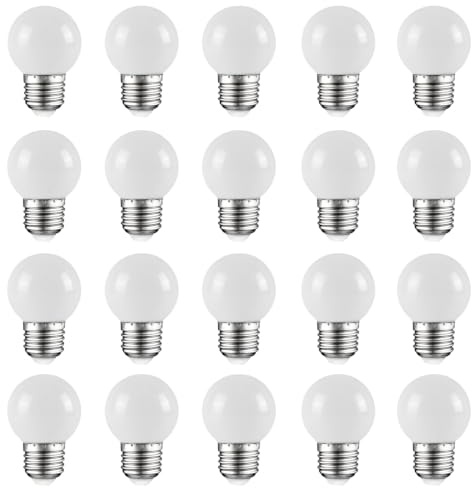 WULUN 20 Stück E27 G45 2W Schraubsockel Farbige LED Leuchtmittel Soffitte Party Lichter für Innen- und Außenbereich