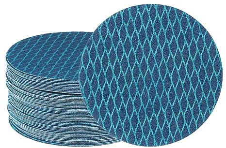 QUARKZMAN 50uds Diamante Forma Lijado Discos 5 Pulgadas 120 Grano Gancho y Bucle Azul Rombo Lija Papel Pescado Escama Lijadora Acabado Discos, Húmedo y Seco Pulidor