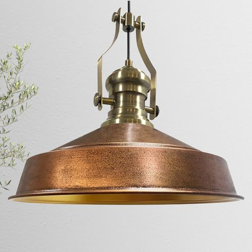 bamyum Neo-Asletl Hängelampe Industrial Vintage Ø41 cm, Küchenlampe Hängend Esstisch, Wohnzimmerlampe Pendelleuchte Kupferfarbe Metall