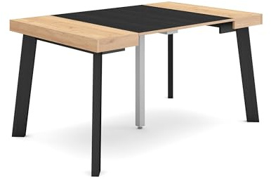 Skraut Home | Ausziehbarertisch | Multifunktionaler ausziehbarer | 140 | Für 6 Gäste | Hölzerne Beine | Moderner Stil | Eiche Schwarz