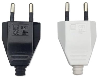 Eurostecker Flachstecker, Euro stecker Flach, Stromstecker (220V, 2.5A), Stromstecker Flach (2, Schwarz)