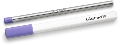LifeStraw Sip – Reusable Stainless Steel Water Filter Drinking Straw with Carry Case, Removes Microplastics, Bacteria and Parasites for Travel and Everyday Use, Thistle Purple