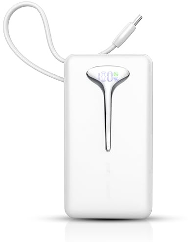 Hosgubo Powerbank 10000mAh 22,5W Schnellladung Mini Powerbank, Klein und Leistungsstark, Tragbare Handybatterie mit USB-C Kabel, Klares LED-Display, Kompatibel mit iPhone 15/16 Pro Max, Samsung,iPad