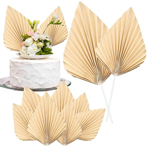 Gyufise 6 piezas de abanico de palma de papel para tartas, abanico de hoja de palma, decoración para cupcakes, decoración de pasteles, decoración de pasteles, proyectos de manualidades, hogar, boda,