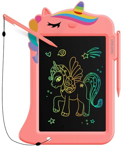 Genialba 8,8 Zoll Einhorn-LCD-Zeichentablett, Schreibtafel, Kleinkindspielzeug, Lernspielzeug, Geschenke zum Geburtstag, Weihnachten, Spielzeug,für 2 3 4 5 6 Jahre alte Jungen und Mädchen (Rosa)