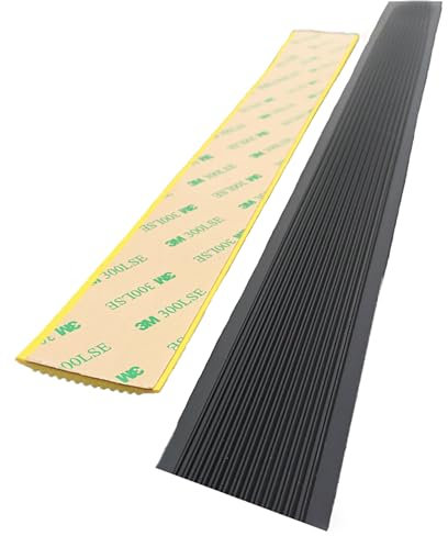 OSEMISS Vinyl-Stufenmatte für drinnen und draußen – rutschfeste Gummistreifen für Treppenecken, Griffe auf Fliesen, Holz, Beton, Laminat, Bodenschutz, 4 cm,Schwarz,10 m