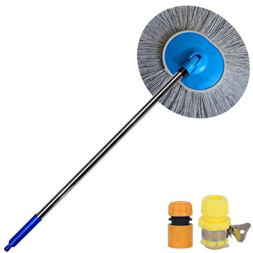 Skeadex 80cm Autowaschbürste mit Langer Griff, Mikrofaser Chenille Waschbürste, Autowaschmopp mit 2 Wasseranschluss, für Autos, Wohnmobil, SUV, LKW (Grau)