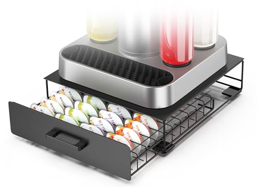 ZECENN Storage Drawer for Bartesian Capsules, Stackable Cocktail Pod Holder for Bartesian Cocktail Machine Compatible with Bev by BLACK+DECKER Cocktail Machine - Black/40 Pods Capacity