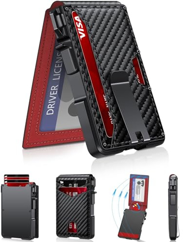 ZALVEX Wallet for Men, Mens Minimalist Wallet 9-13 Cards, Slim Compact Wallet with Money Clip & ID Window, RFID Blocking Smart Pop Up Card Wallet, Metal Aluminum Credit Card Holder Bifold Wallet