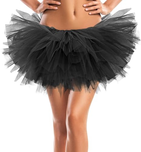 TAXTYHRE Jupe Tutu Femme, Jupe Femme Ballet Danse Tutu, Jupe Ballet Tutu Femme, Tutu Skirt, Tutu Ballet, Tutu Femme, Convient pour Le Carnaval, Les Fêtes Rétro, Les Soirées Déguisées (Noir)
