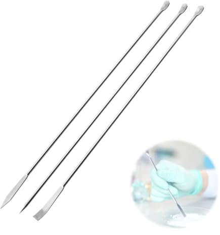 QIBZI Espátulas de laboratorio,3 piezas de cucharas de micromedicina de acero inoxidable, cucharas de medicina, espátulas de medicina