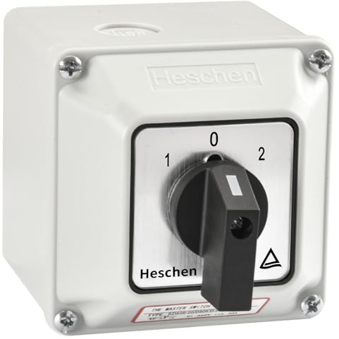 Heschen Universeller rastender Nockenwahlschalter Umschalter,SZW26-20/D505.5D-BX, 660V 20A, EIN-AUS-EIN 3 Positionen 20 Klemmen, mit Hauptschalter-Außenbox, CE