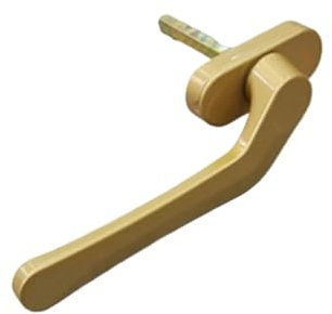 Abschließbarer Fenstergriff Flügelverriegelungsgriff mit Schwert-Form, dünn, flach, quadratisch, Stahl-Design, Gold, rechts offen