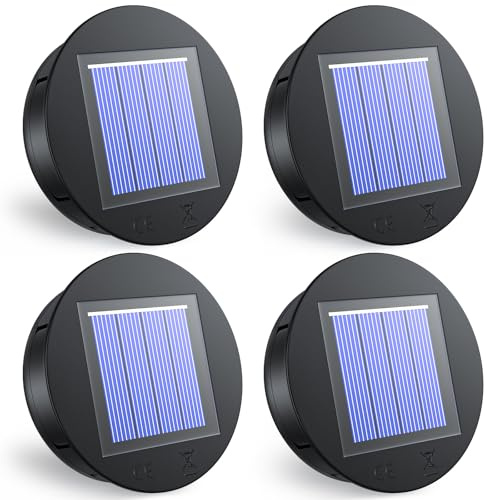 8CM Solar Lights Replacement Top, IP65 Waterproof Solar Panels with Warm LED Light Bulb for Outdoor Hanging Lanterns Patio Decoration, Replacement Part for Garden Lamp Lantern, 4PCS