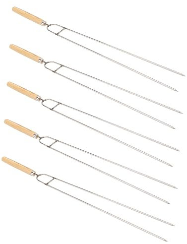 ibasenice 5pièces Brochette De Barbecue Acier Inoxydable Aiguilles De Barbecue Réutilisables Outils De Pour Cuisson Uniforme Manche Accessoires Pour