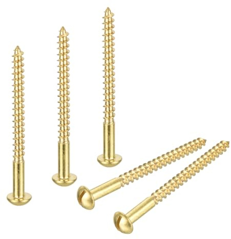 QUARKZMAN 20 Pcs Vis à Bois M5 X 60mm à Tête Ronde Fendue en Laiton | Auto-Taraudeuse