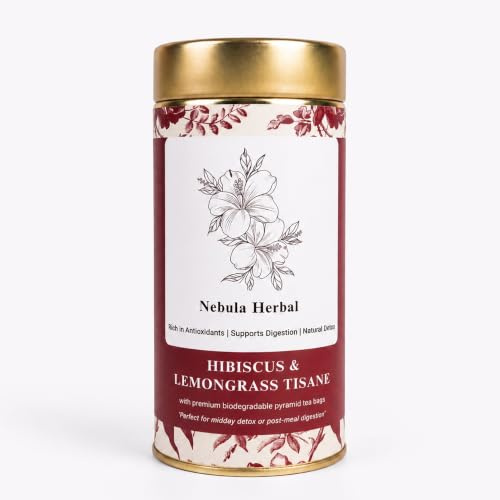 Hibiscus and Lemgrass tea in 25 Biodegradable teabags in a premium tin can for gifting and personal use-Wellness Tea - Moringa, Hibiscus & lemongrass and other flavours