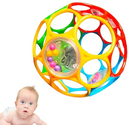 Flerfärgad babyboll, greppboll för spädbarn, babyleksaker från 6 månader, skallra leksak baby 6 månader tränar motorik sensorisk utveckling, lätt att greppa