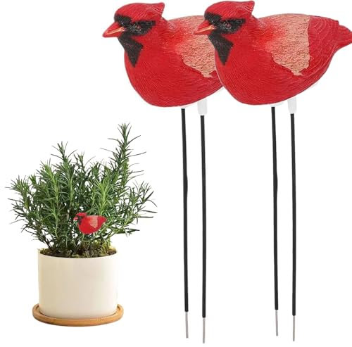 Soil Moisture Meter, Plant Water Tester Hygrometer Sensor Gardening Tool, Portable Watering Alarm Chirping Bird Plant Water Tester for Indoor Outdoor Plants Garden Decorations (2PCS Red)