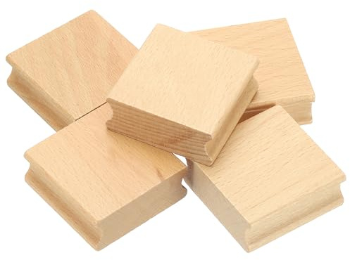 PATIKIL 50x50mm Supporti Per Timbri In Legno Grezzi, 5Pcs Manici Per Timbri In Gomma blocco Di Legno Duro Per Creare Artigianato Fai Da Te, Marrone