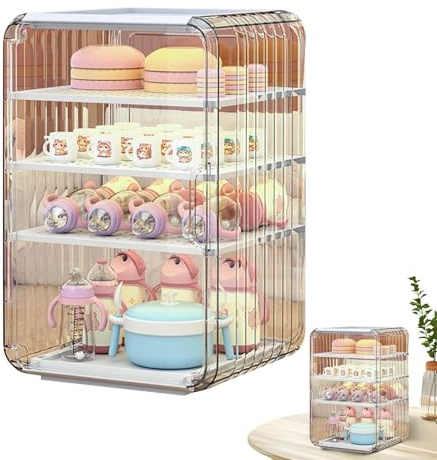 Generisch Babyflaschen Organizer - Küchenschrank-Organizer | Großer Staubgeschützter Flaschenhalter Mit Deckel Für Tisch Schlafzimmer Kühlschrank Schrank Badezimmer Kinderzimmer Vorratsraum