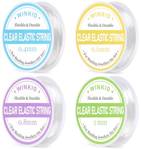 4 Rollen Elastisches Band (52m) – Gummiband für Armbänder (0.4/0.6/0.8/1mm) | Transparente Reißfestes Nylonschnur & Dehnbares Fäden für Armbänder,DIY Schmuck, Perlen-Schmuck & kreative Handwerksprojekte