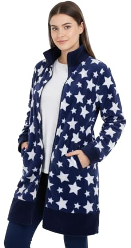 Viterbo Biancheria Vestaglia Donna Coral Fleece Invernale Con Cerniera LWW00088 (Blu, L)