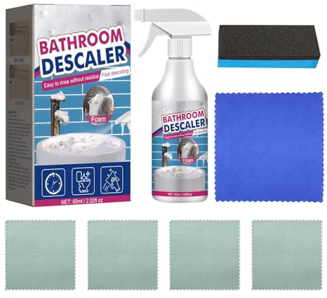 Lot de 2 sprays nettoyants de salle de bain - Détachant polyvalent - Avec chiffon et microfibre - Pour graisse, salle de bain, WC, mur, salle de bain, baignoire, cuisine