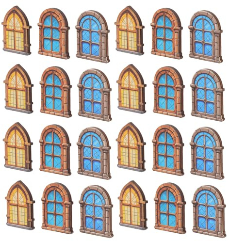 KONTONTY 30 Pièces Fenêtres Miniatures Bois Non Peintes pour Maison de Poupée Modèles Vintage Européens Accessoires DIY Compacts pour Décoration de Scène Miniature
