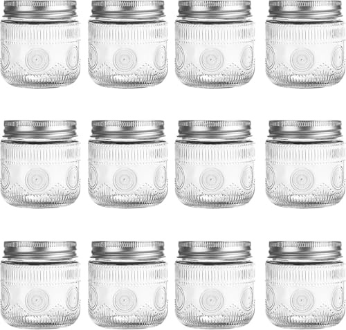 Consou Gläser Mit Schraubverschluss 230ml, 12 Stück Mason Jar mit Deckeln für Lagerung, Einmachen, Einlegen, Konservieren, Fermentieren, Basteln und Dekorieren