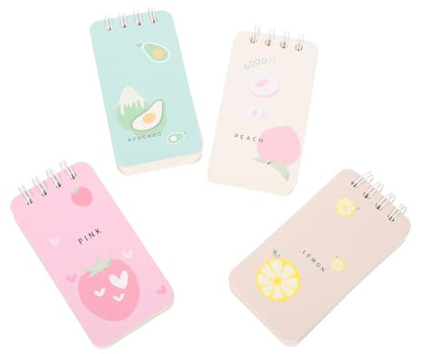 FONDOTIN 4 Stück Teiliges Mini früchte Spiral notizblock Multifunktionale Blanko Schreib Zeichenblöcke für Tragbare Praktisches Malpapier für Junge Mädchen