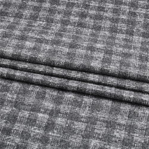 AHANDMAKER Grauer Tweedstoff Karierte Gewebe Aus Fasern Und Wolle Tartan Tweed Stoff Für Heimwerker Basteln Nähen Kleider Handtaschen Mäntel Kostüme Kleidungszubehör