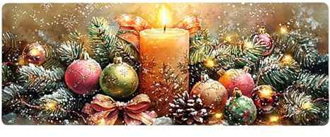 Large Mouse Mat, 90x180cmx3mm, Gaming Mouse Pad, Rubber Base, Stitched Edges, Water Resistant Easy Clean, For All Types, Extend Desktop Protection, Office Men's Gifts, Candles Christmas Bells D1YY-637