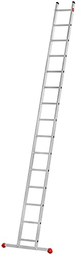Hailo S60 ProfiStep UNO Échelle en Aluminium - Échelle légère avec 15 échelons - Échelle de sécurité avec Grande Surface d'appui - Hauteur de Travail jusqu'à 515 cm - Poids 7,9 kg - Argent