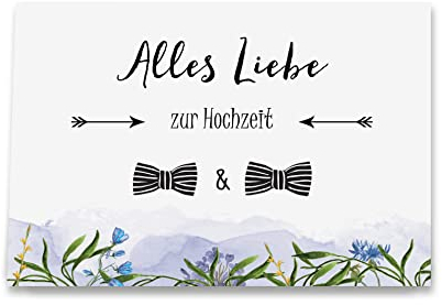 Nastami Glückwunschkarte Hochzeit LGBTQ+ DIN A6 Hochzeitskarte mit Umschlag (zwei Fliegen)