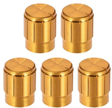sourcing map 5St Knopf Alu Lautstärkeregler Potentiometer Rändelwelle Drehknopf 13mmx17mm Golden
