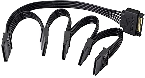 GELRHONR 15Pin Adattatore Cavo,15 pin SATA maschio a 5 x 15 pin SATA femmina adattatore per sdoppiatore di alimentazione per disco rigido