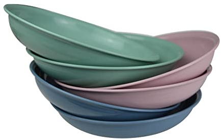 Ikolife Plastikteller tief - 6 Stück Φ20 cm, 3 Farben, Kinderteller, Mehrweg -BPA Frei! (20 cm Teller tief 3,5 cm)
