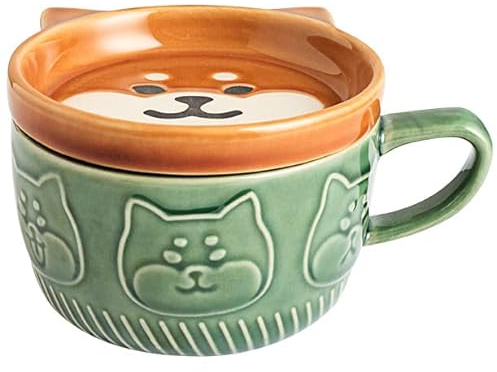 Kafei 300ml Tazza giapponese carina creativa Shiba Panda Tazza da caffè Kawaii con coperchio Home Coppia Colazione Tazza Tazza di latte Tazza d'acqua Tazza di caffè