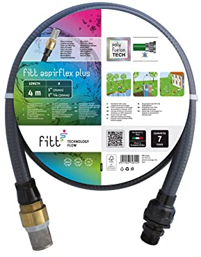 FITT ASPIRFLEX PLUS 4 m - Tubo per Aspirazione dell'Acqua, per Collegamento a Pompe, con Tecnologia Esclusiva e Filtro in Ottone, Grigio