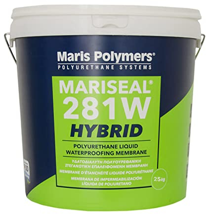 Membrana impermeabilizante para tejados Mariseal 282W (Gris, 15L) - Impermeabilización duradera de hormigón, placas de yeso y cemento - Maris Polymers