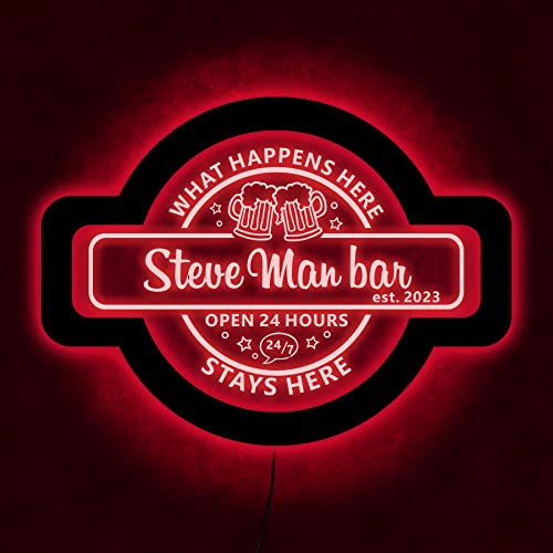 souleather Personalisiertes Bar-Neonschild, individuelles Bar-Neonschild, Hausbar-Neonlicht, Bar-LED-Schild, Bar-Lichtschild, Neonschild für Business, Hausbar, Neonschild (Bar 1)