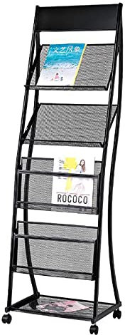 ACiyD Prospektständer Bodenstehend Literatur Zeitschriftenständer Zeitungsständer mit 4 Taschen Regalen für Produkte Ausstellung Messen Show 48,5 * 35,5 * 159 cm (Farbe: Schwarz) (Schwarz)